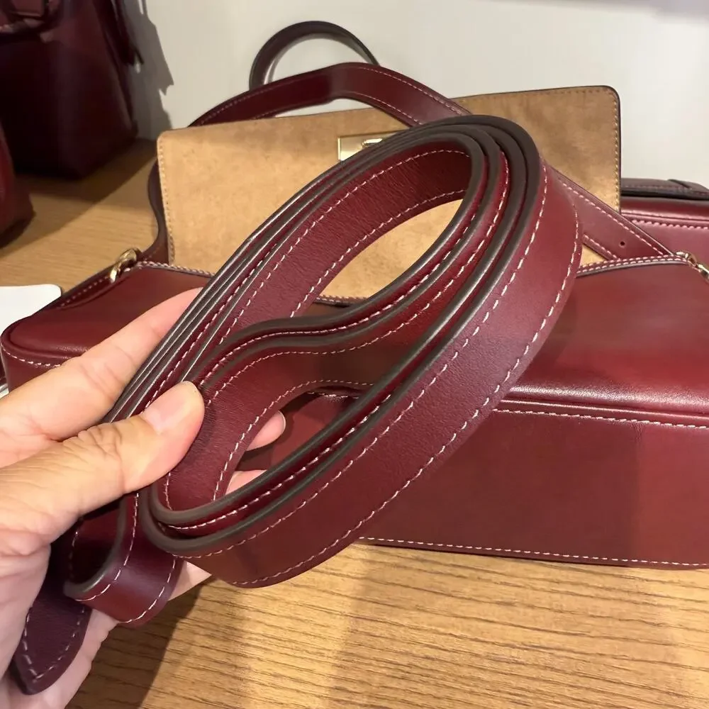 Limited ‼️Coach Etta Small Flap Shoulder Bag CCV63 smooth leather/Im/Maroon - Picture 8 of 11